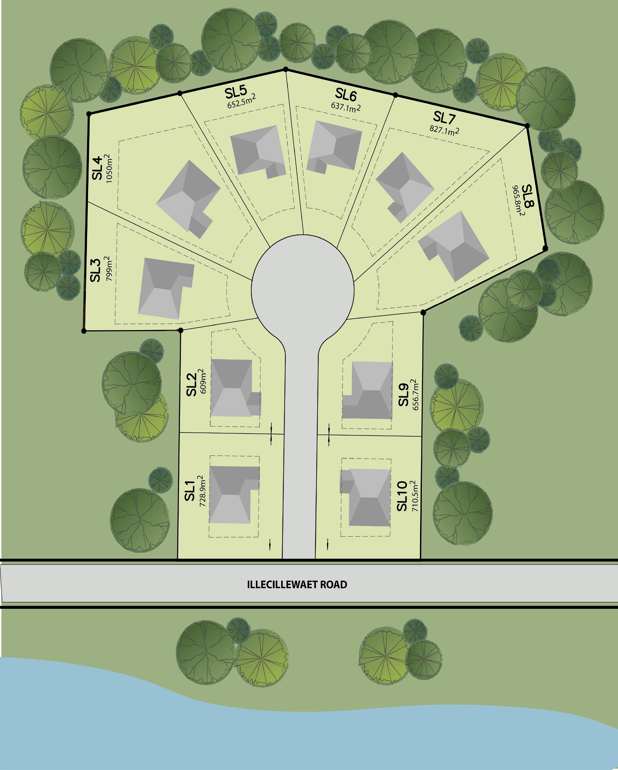 River Peak Court development concept map showing lot layouts and community design